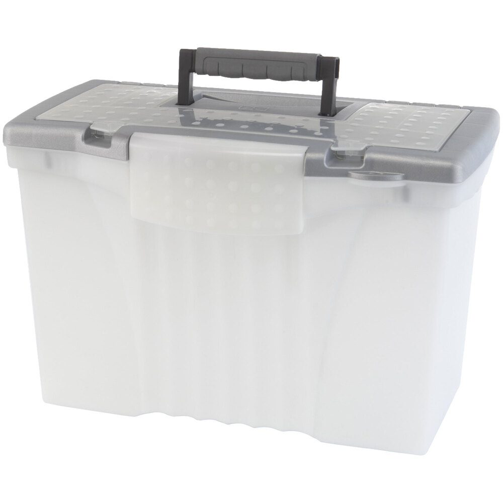 Storex 61511U01C Clear Plastic Portable Letter / Legal File Storage Box