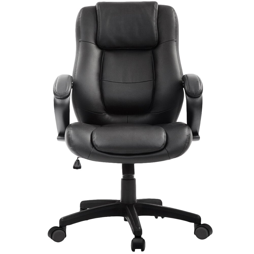 Eurotech LE522 Pembroke Black Leather Mid Back Swivel Office Chair with ...