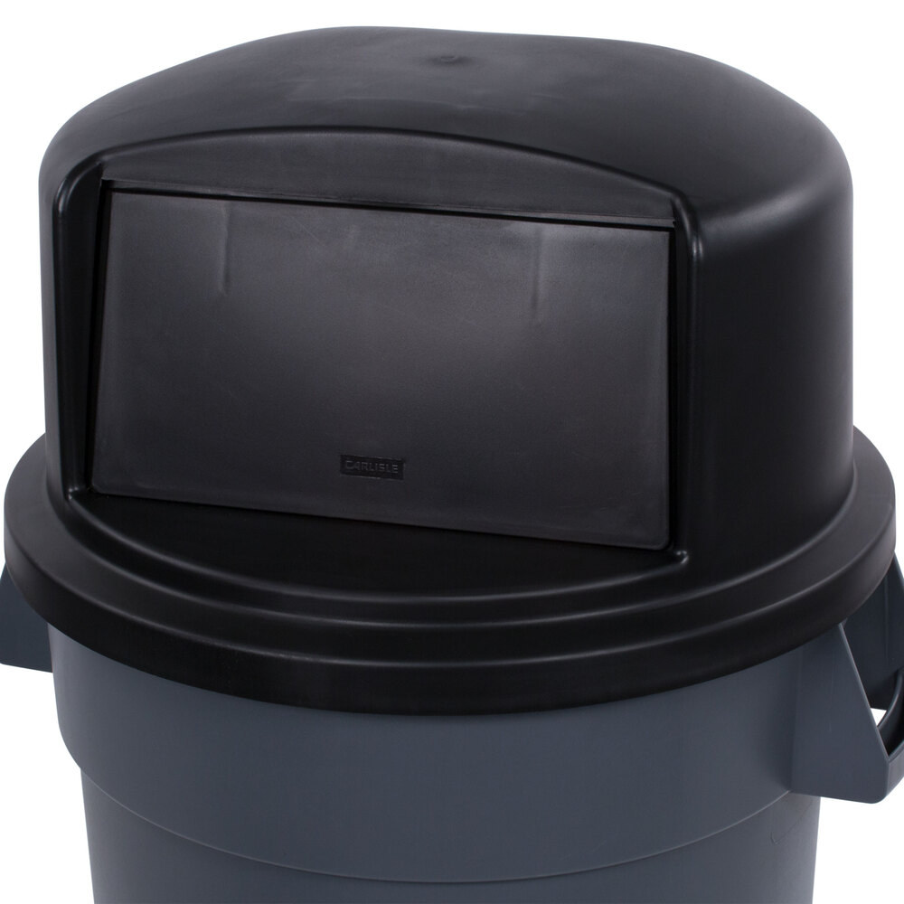Carlisle 34103403 Bronco 32 Gallon Black Dome Trash Can Lid with Hinged
