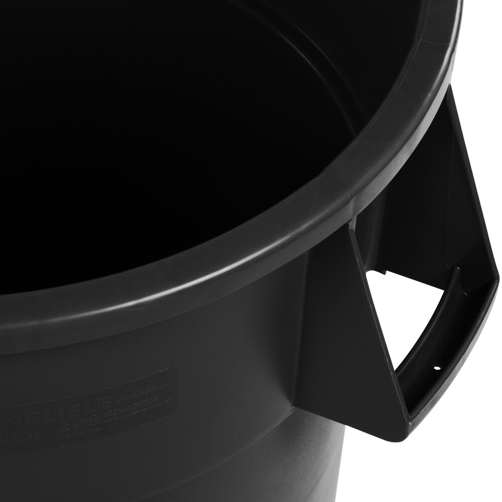 Carlisle 34105503 Bronco 55 Gallon Black Round Trash Can