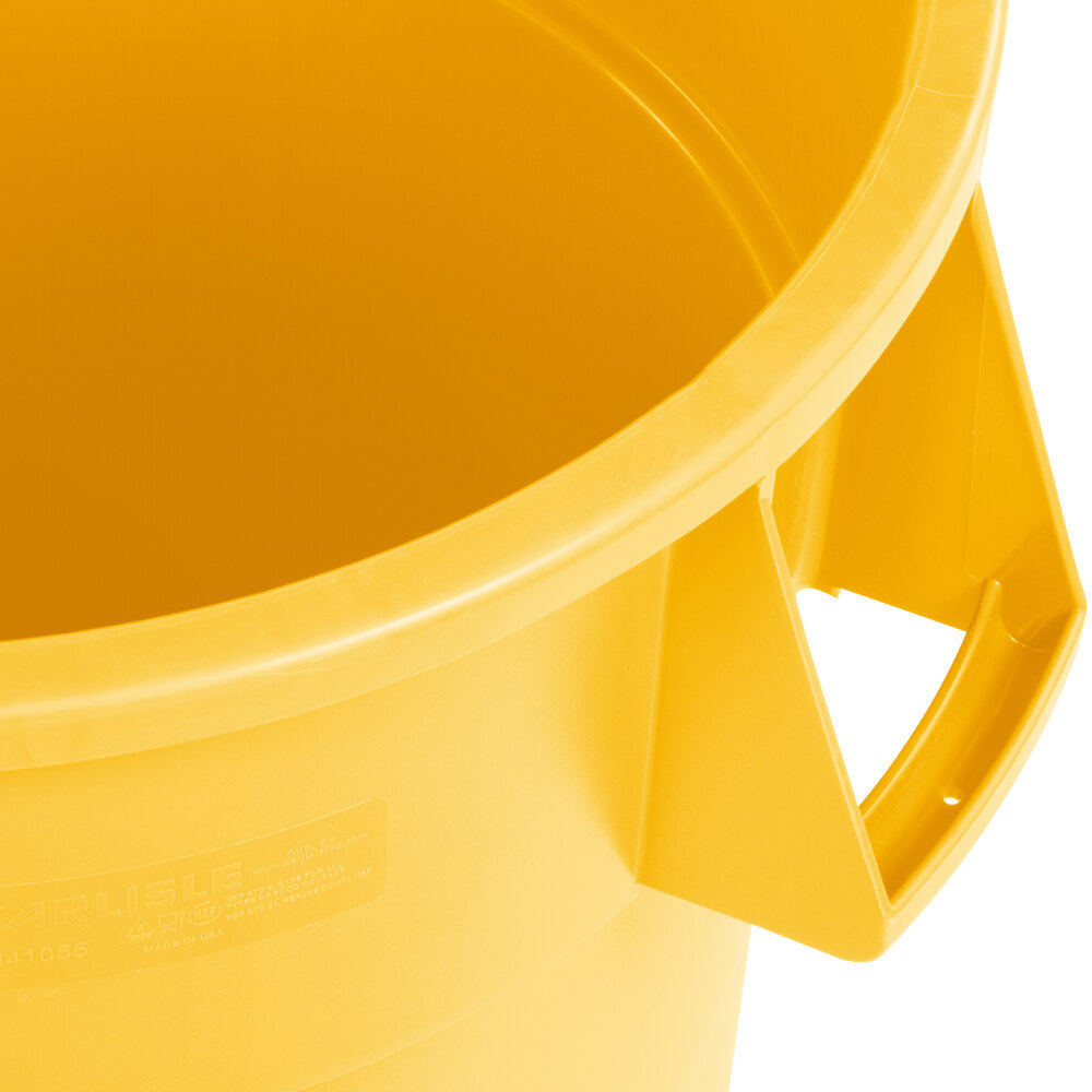 Carlisle 34105504 Bronco 55 Gallon Yellow Round Trash Can