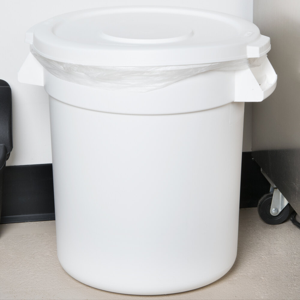 Carlisle 34101102 Bronco 10 Gallon White Flat Round Trash Can Lid