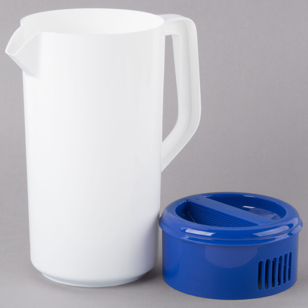 Tablecraft 144W 2.5 Qt. White Polypropylene Plastic Pitcher with 3Way