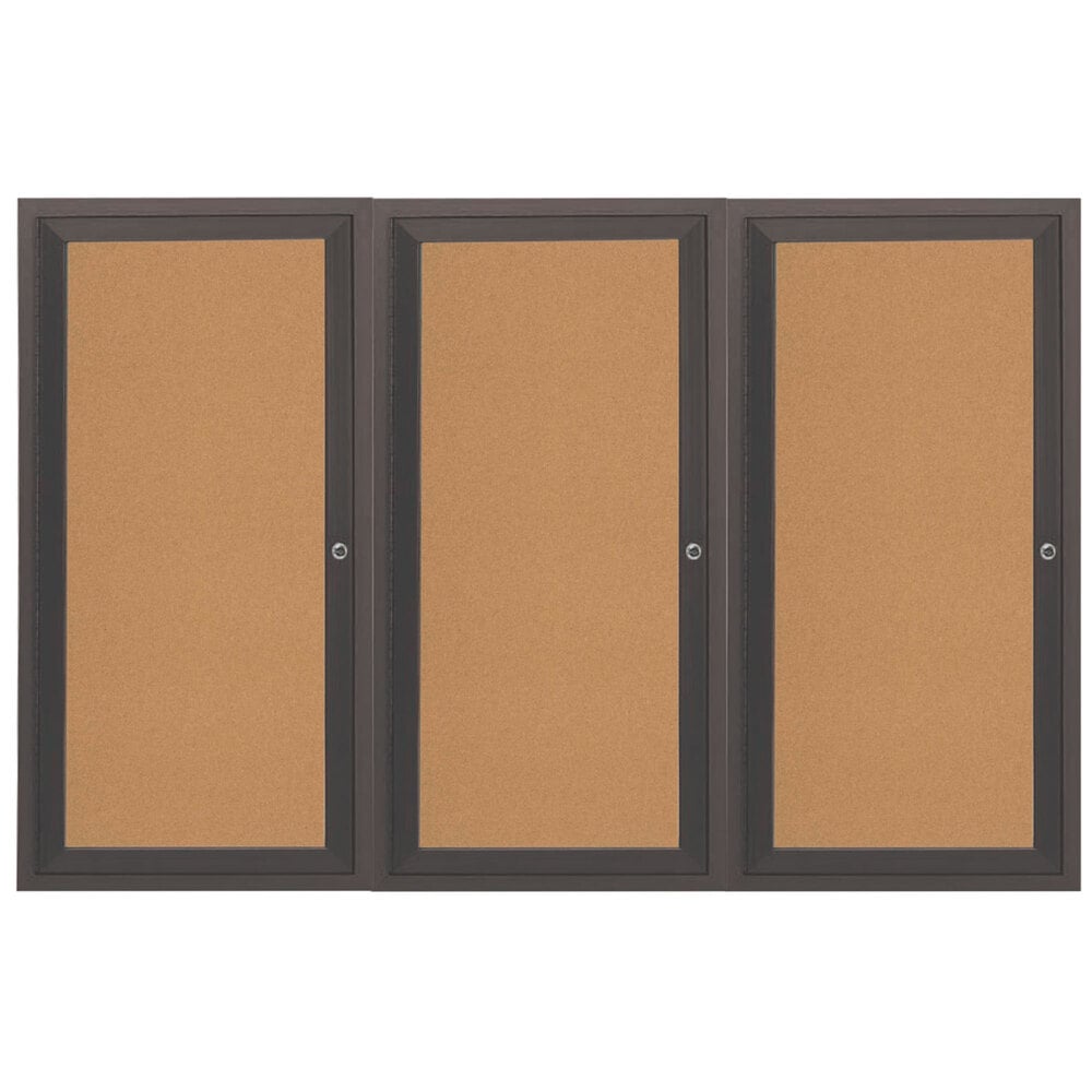 Aarco DCC48963RBA 48" x 96" Enclosed Hinged Locking 3 Door Bronze Anodized Finish Indoor