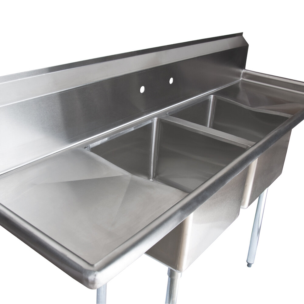 Regency 72 16 Gauge Stainless Steel Two Compartment Commercial Sink   182050 