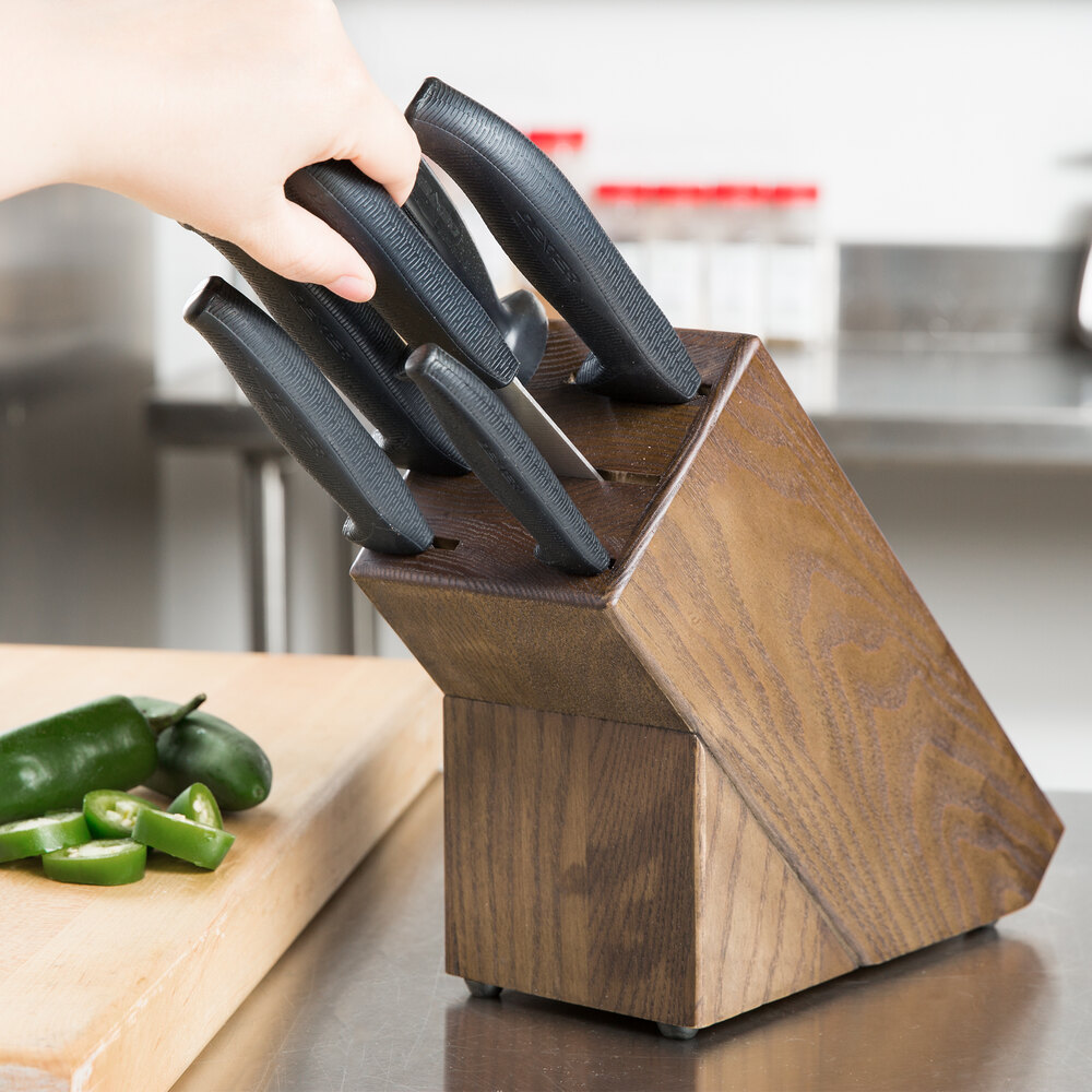 DexterRussell 21009 SofGrip 7Piece Black Handle Slant Knife Block Set