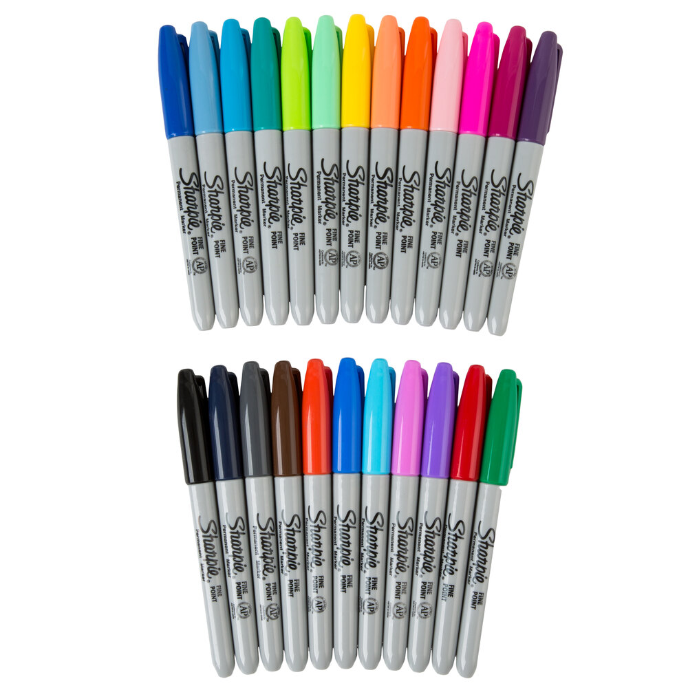 Sharpie 1927350 Electro Pop Assorted Colors Fine Permanent Marker - 24 Pack