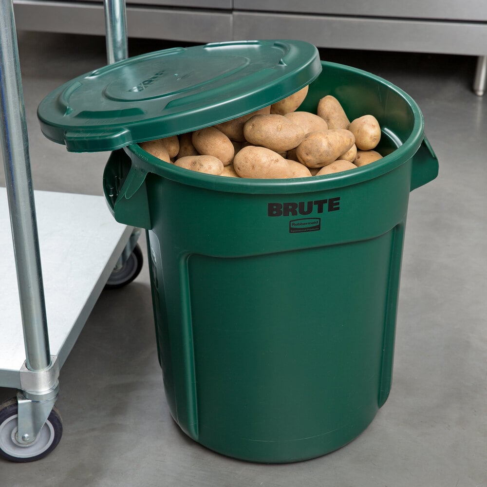 Rubbermaid BRUTE 20 Gallon Green Round Trash Can and Lid