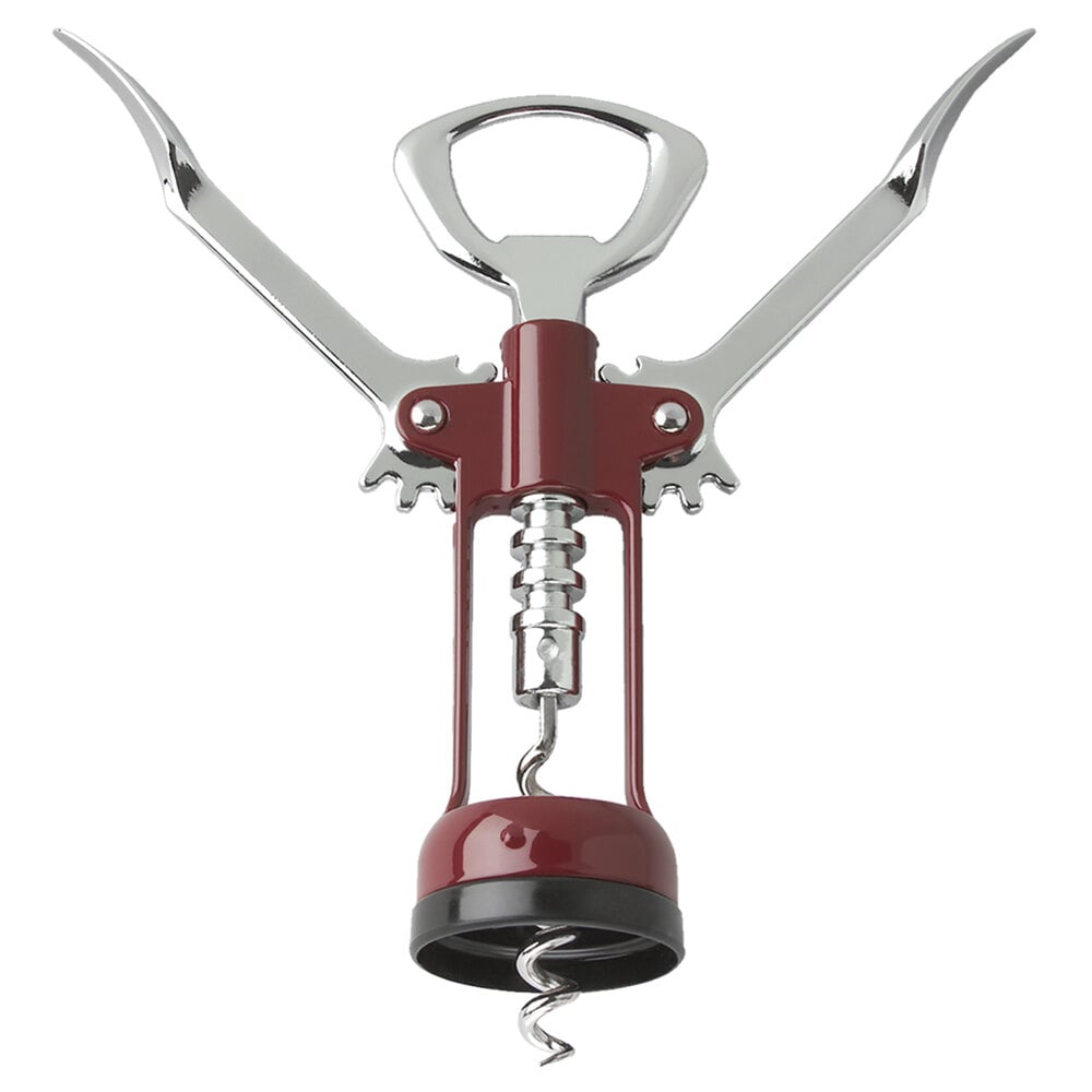 ChromePlated Wing Corkscrew with Burgundy Enameled Body