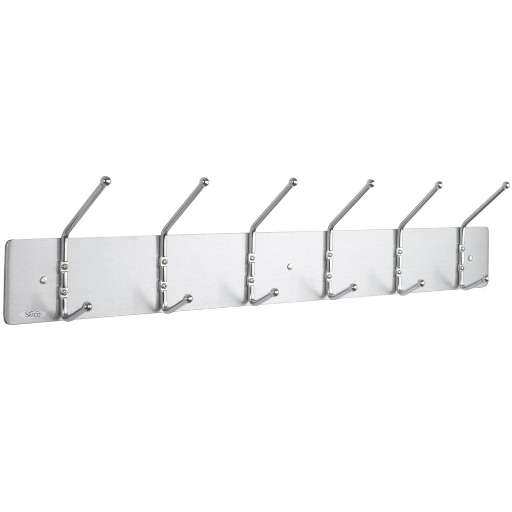 Safco 4162 Satin Metal Six-Peg Coat Hook / Wall Rack