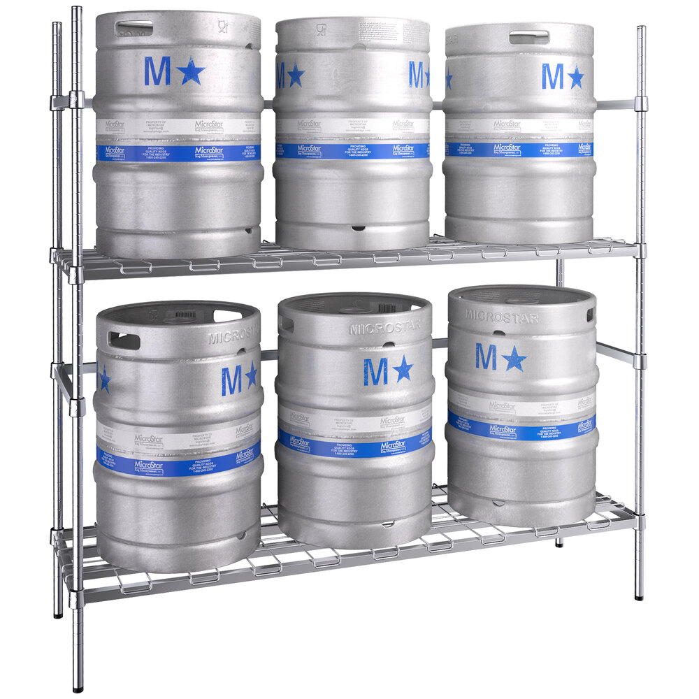 Regency 6 Keg Chrome Keg Rack 18" x 60" x 64"