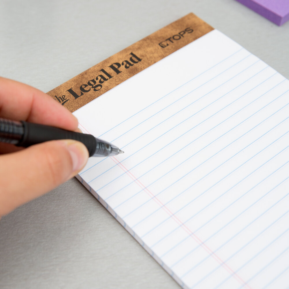 TOPS 7500 5" x 8" Narrow Ruled White Perforated Legal Pad 12/Pack