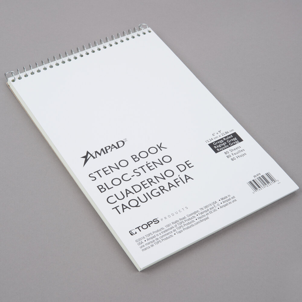 Ampad 25274 6" x 9" Gregg Ruled Green Tinted Wirebound Steno Pad 12/Pack