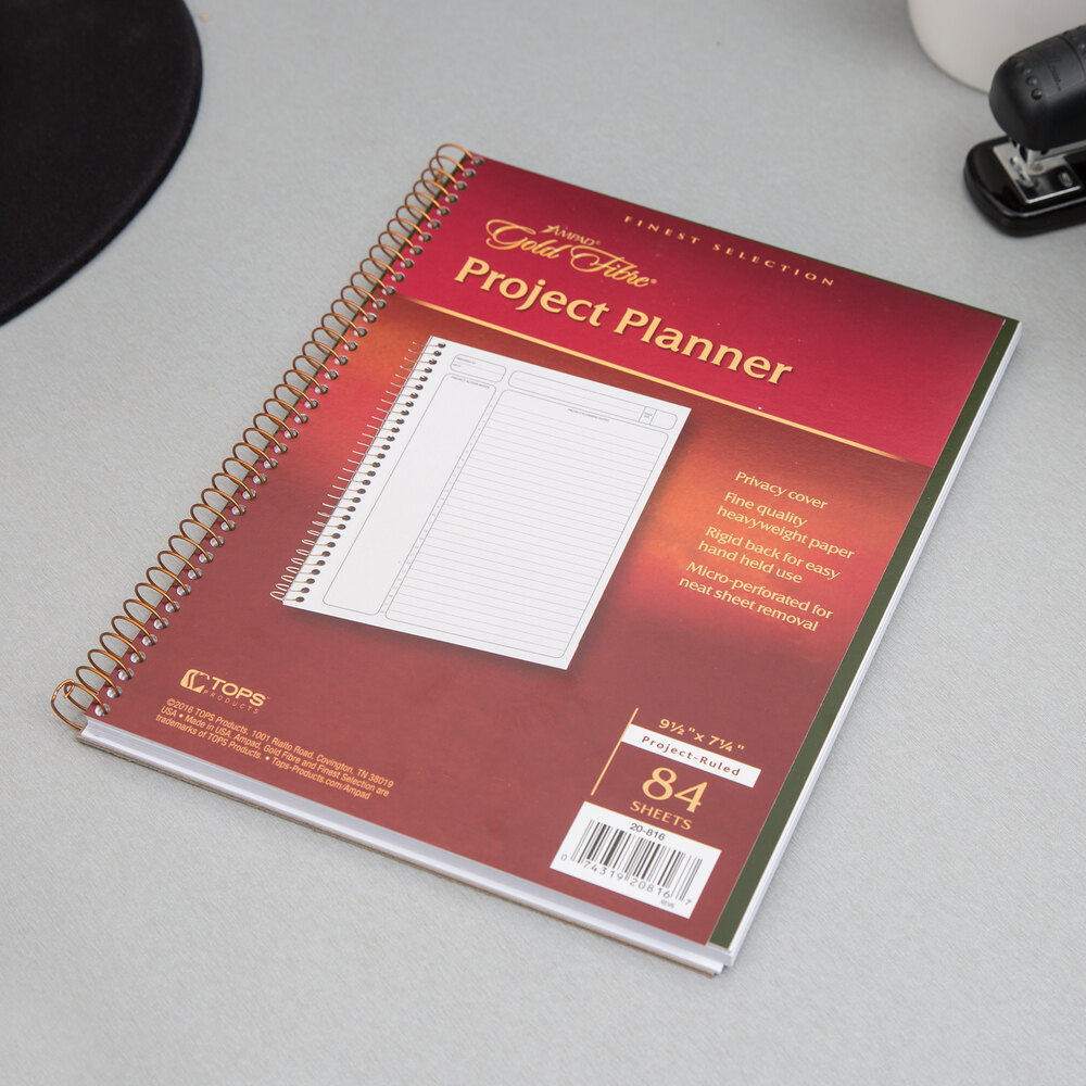 Ampad 20 816 gold fibre 7 1 4 x 9 1 2 wirebound project planner with