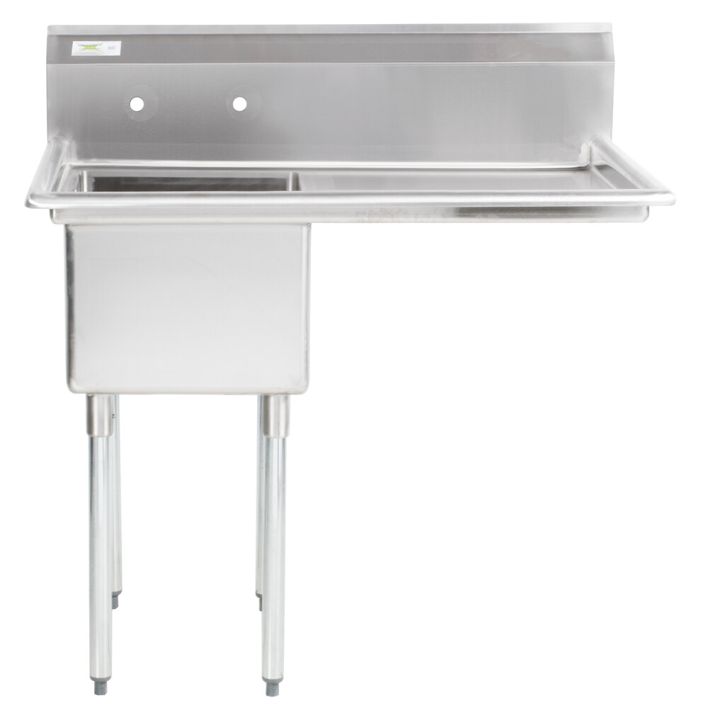 600s1172324 Rt Regency Right Drainboard Regency 44 16 Gauge Stainless Steel One Compartment Commercial Sink With 1 17 X 23 12 Bowl