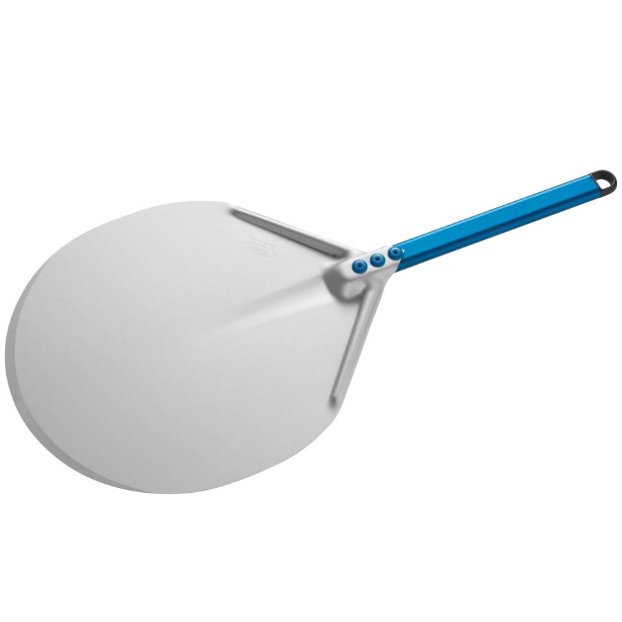GI Metal A37C Azzurra 14'' Anodized Aluminum Round Pizza Peel with 12