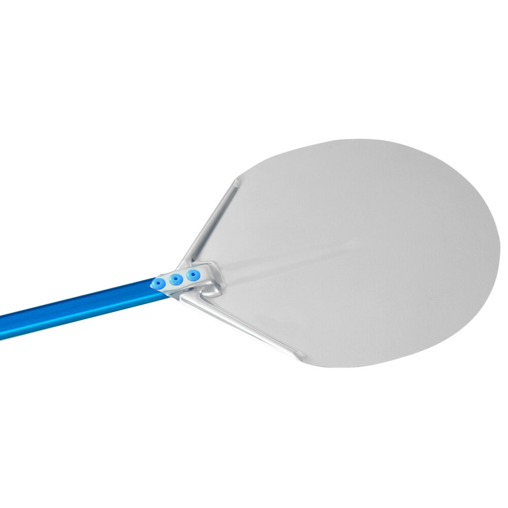 GI Metal A32/120 Azzurra 13'' Anodized Aluminum Round Pizza Peel with