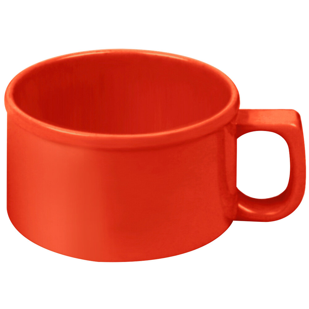 Thunder Group CR9016PR 10 oz. Pure Red Melamine Soup Mug with Handle