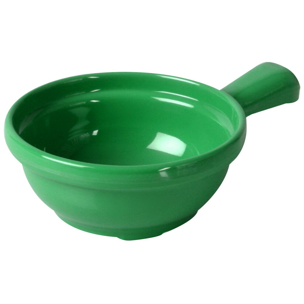 Thunder Group CR305GR 10 oz. Green Melamine Soup Bowl with Handle 12/Pack
