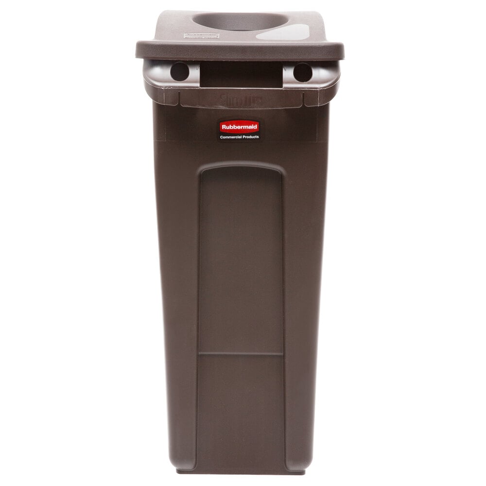 Rubbermaid Slim Jim 16 Gallon Brown Rectangular Trash Can with 2 Hole Lid
