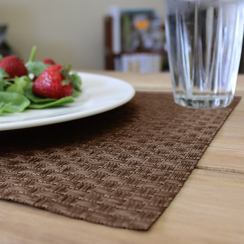 H. Risch, Inc. GA4003 16" x 12" Brown Woven Vinyl Rectangle Placemat
