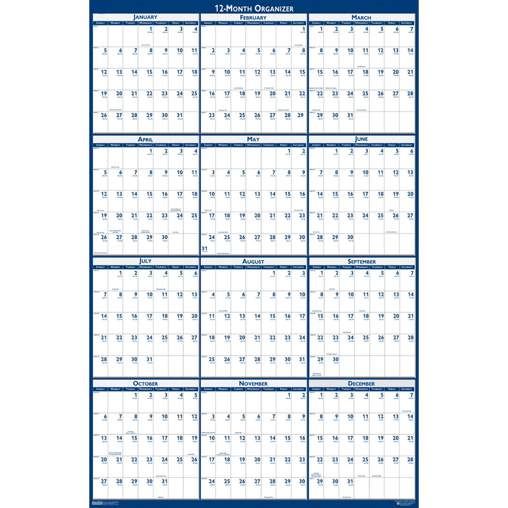House Of Doolittle 3962 66 X 33 Recycled Blue Gray Two Sided Yearly 
