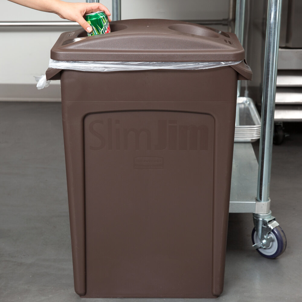 trash can with hole in lid