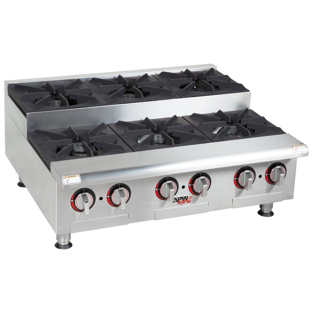 APW Wyott HHPS636 Liquid Propane HeavyDuty 6 Burner StepUp