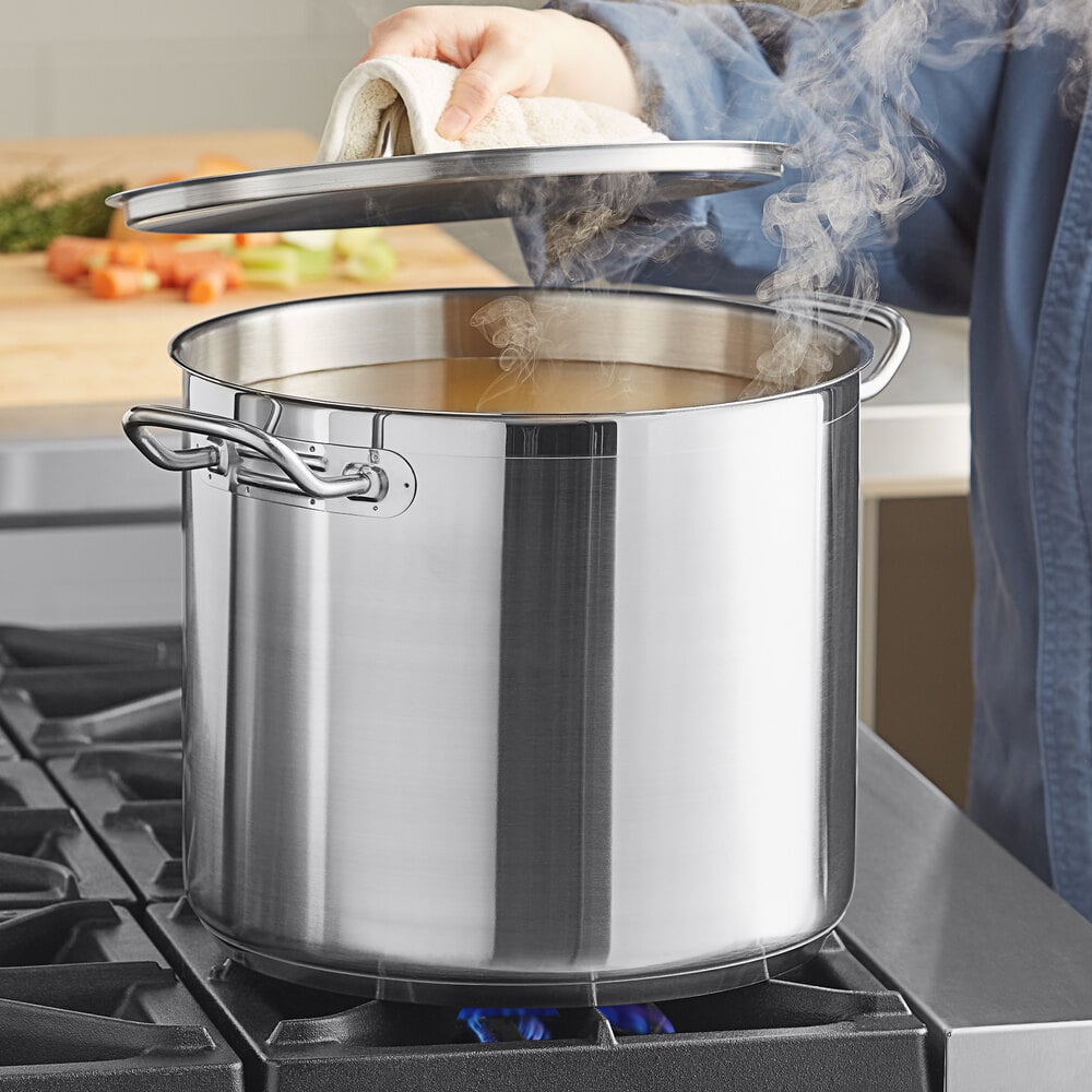 Vigor SS1 Series 20 Qt. Heavy-Duty Stainless Steel Aluminum-Clad Stock Pot with Cover