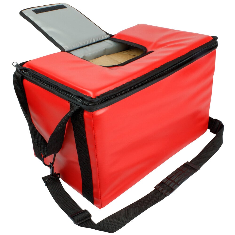 Sterno 70542 Red Large Stadium Insulated Food Carrier, 22" x 13" x 14