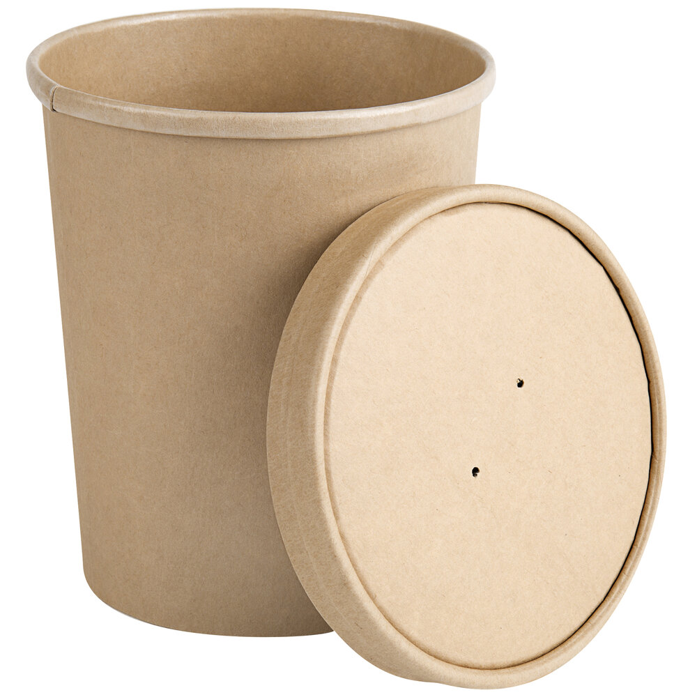 EcoChoice 32 oz. Kraft Paper Food Cup with Vented Lid 250/Case