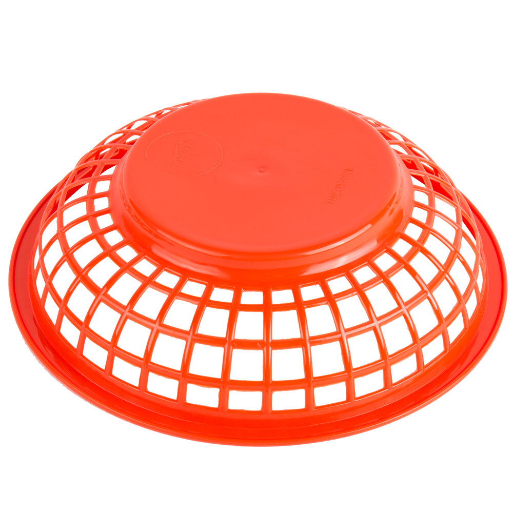 Choice 8" x 2" Round Red Plastic Fast Food Basket 12/Pack