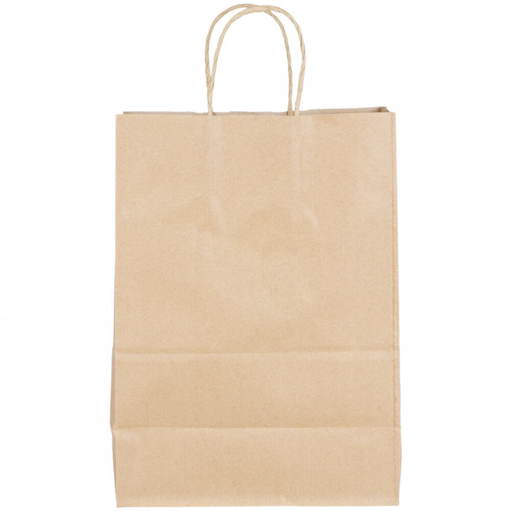 Natural Kraft Small Shopping Bag with Handles 10" x 5 1/2" x 13 1/4