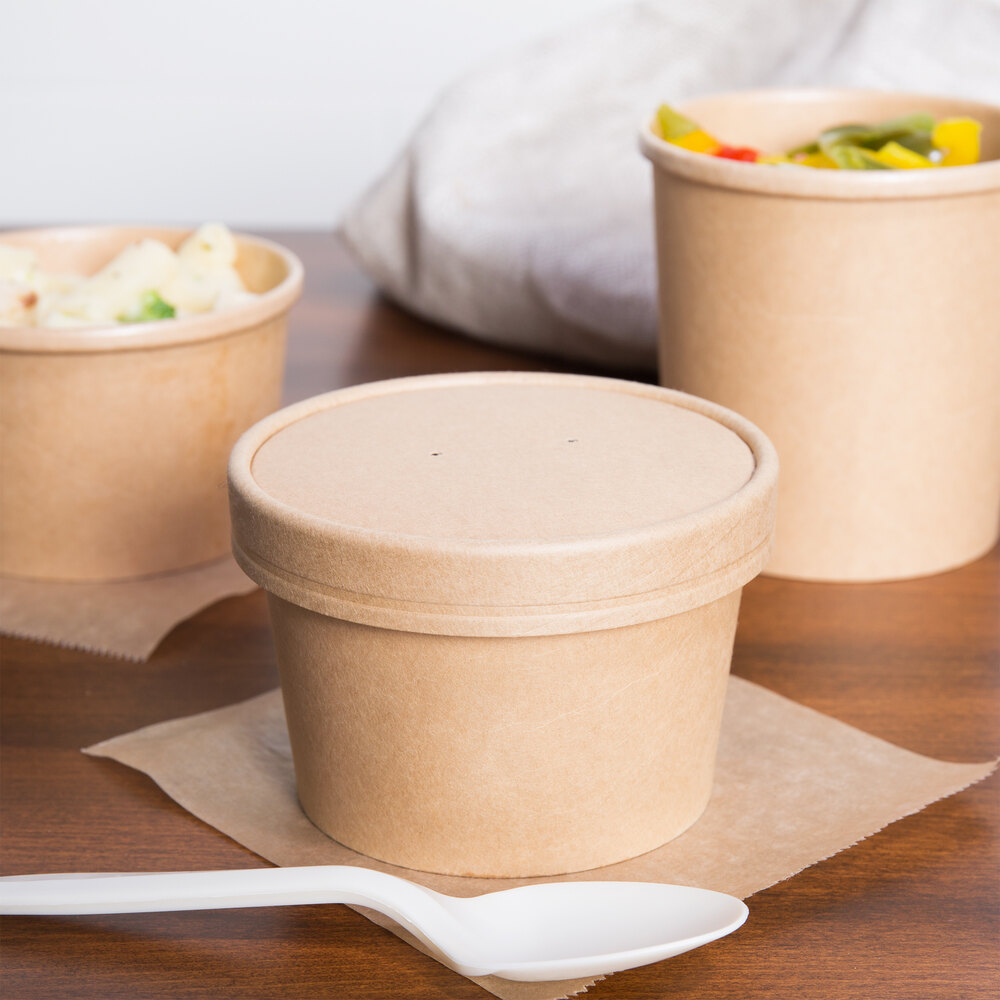 EcoChoice 8 oz. Kraft Compostable Paper Soup / Hot Food Cup with Vented
