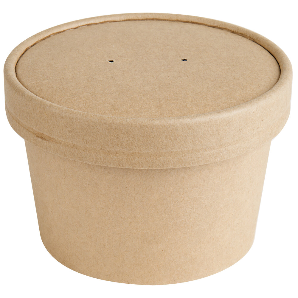 EcoChoice 8 oz. Kraft Paper Soup / Hot Food Cup with Vented Lid 25/Pack