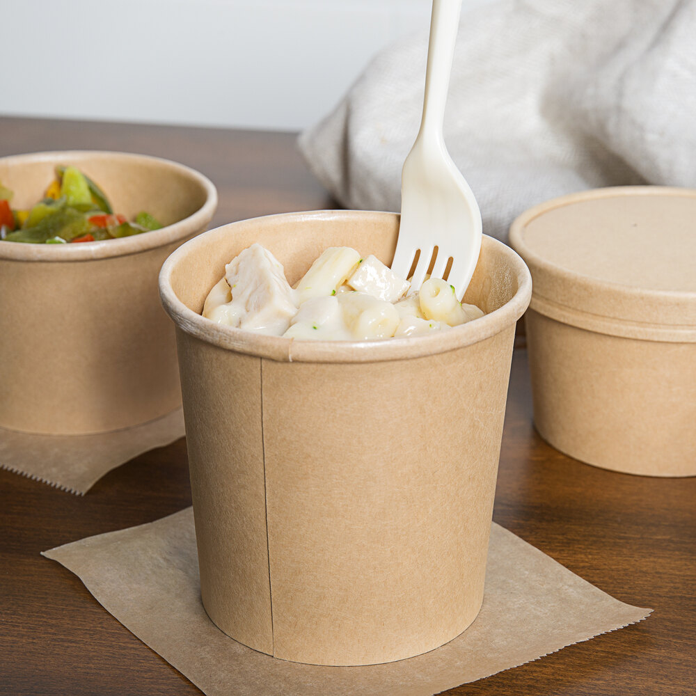 EcoChoice 16 oz. Kraft Paper Soup / Hot Food Cup with Vented Lid 25/Pack