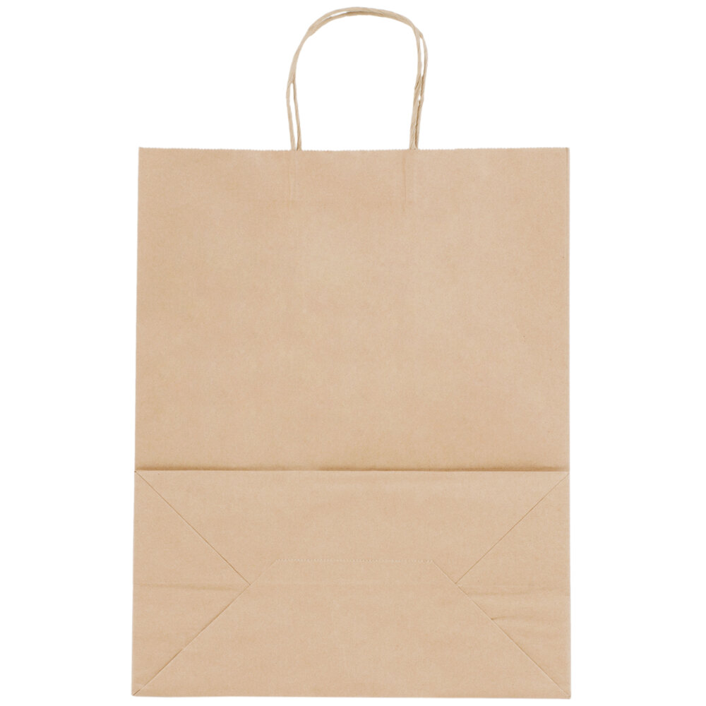 Senior 13" x 7" x 17" Natural Kraft Shopping Bag with Handles 250/Bundle