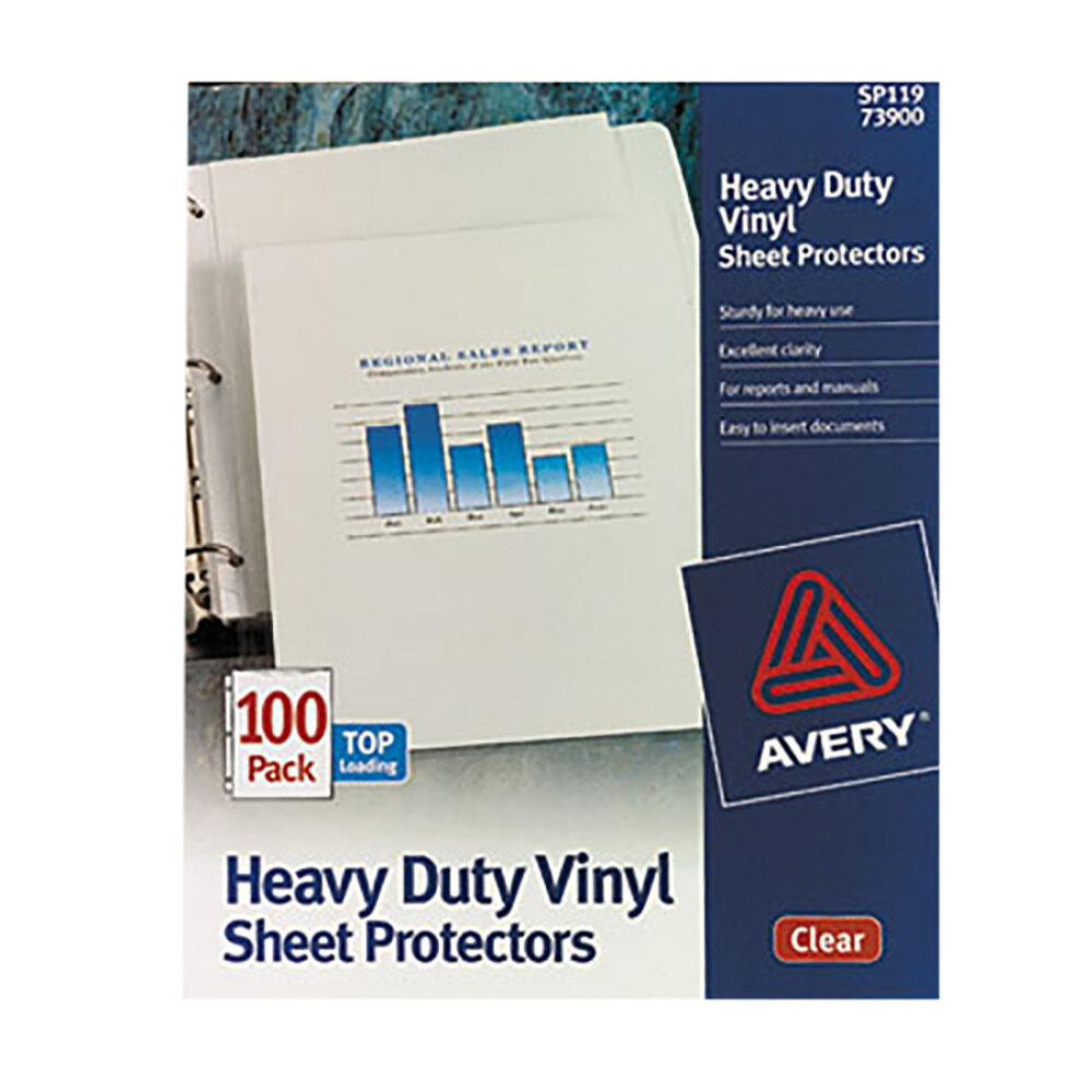 Avery 73900 8 1/2" x 11" Clear HeavyDuty Vinyl Sheet Protectors 100/Box