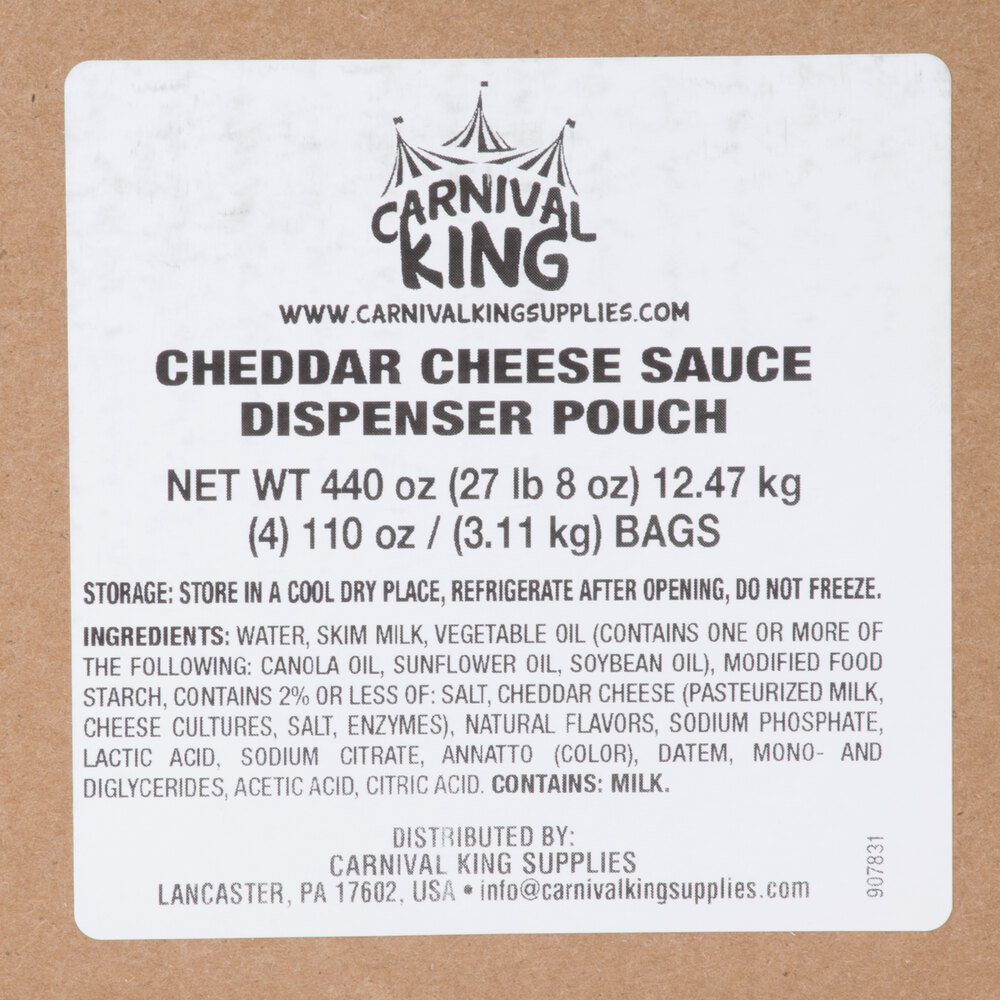 Carnival King 110 oz. Cheddar Cheese Sauce Bag 4/Case