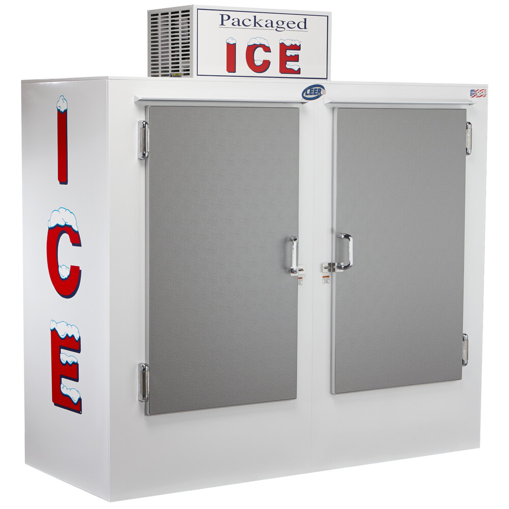 Leer 64AS 64" Outdoor Auto Defrost Ice Merchandiser with Straight Front
