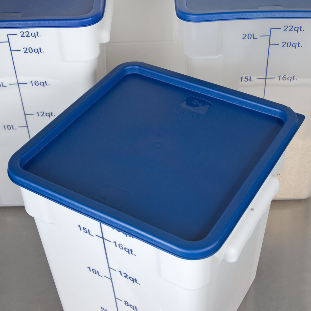 Choice 12, 18, and 22 Qt. Blue Square Polyethylene Food Storage