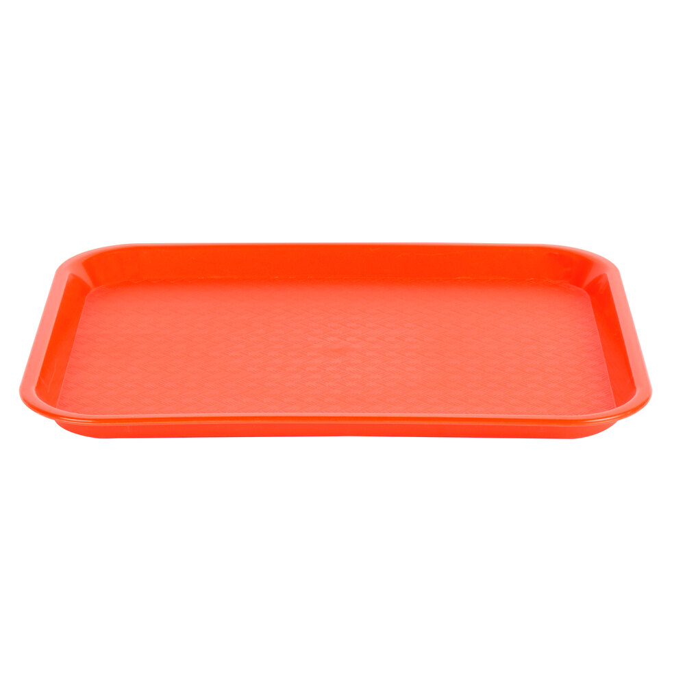 Choice 10" x 14" Orange Plastic Fast Food Tray