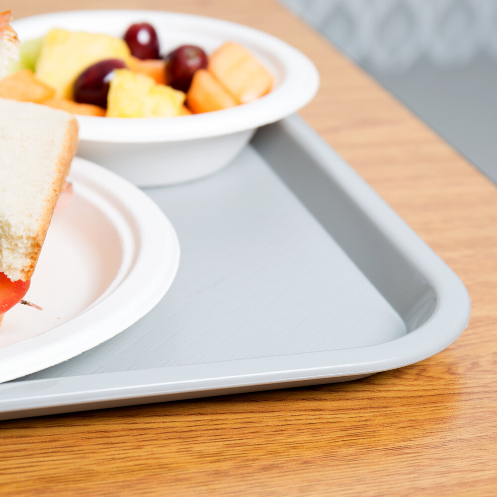 Choice 12" x 16" Gray Plastic Fast Food Tray 12/Pack