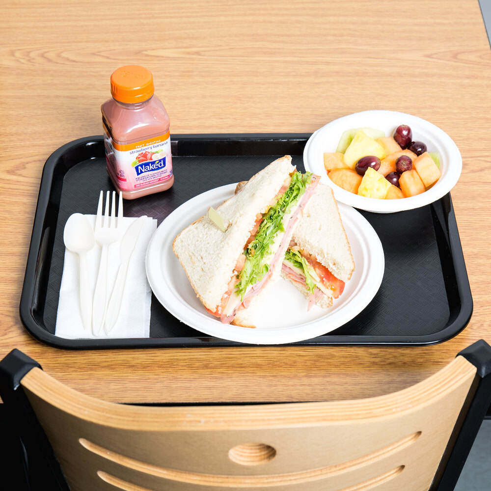 Download Choice 12" x 16" Black Plastic Fast Food Tray - 12/Pack