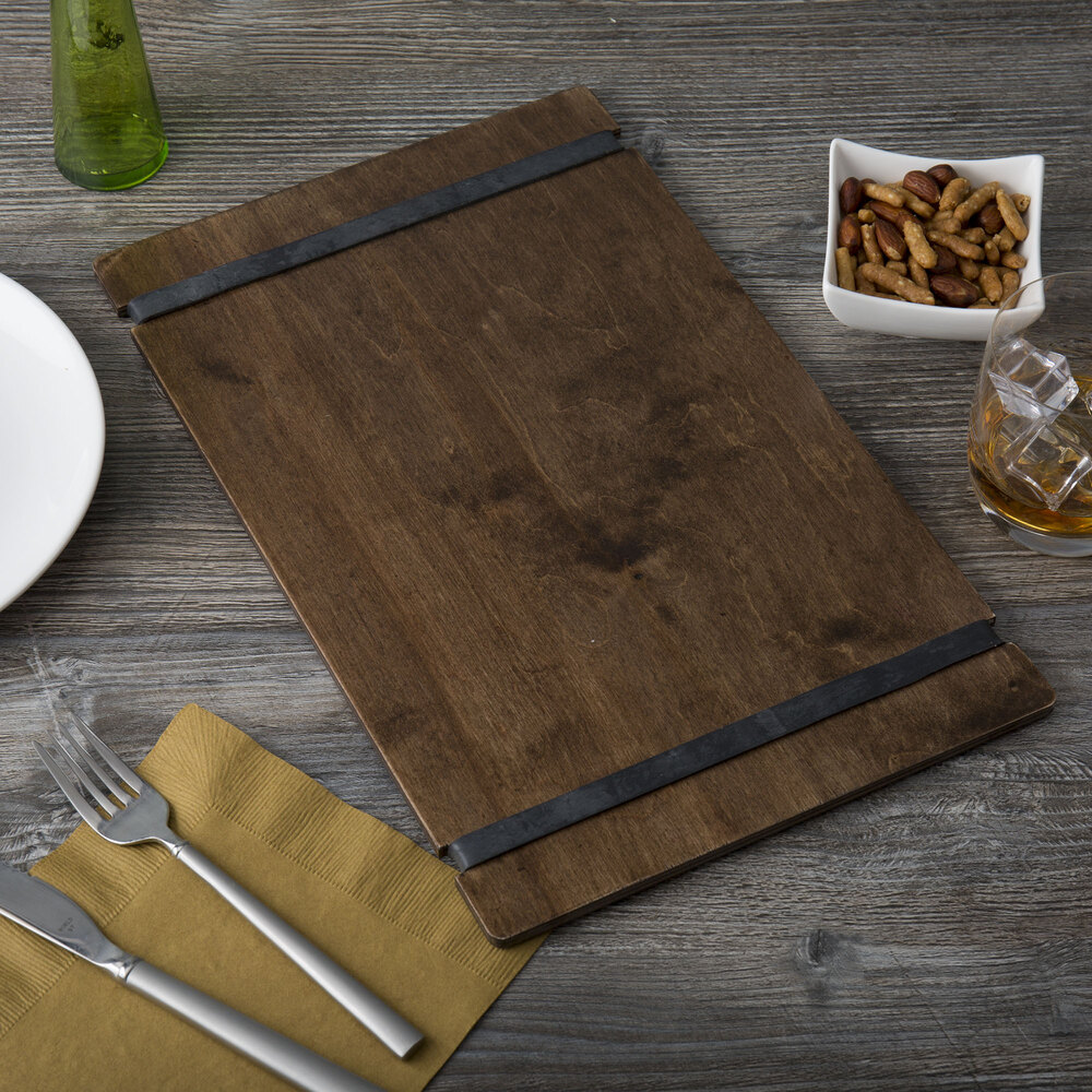 Menu Solutions WDRBBD Walnut 8 1/2" x 14" Customizable Wood Menu Board