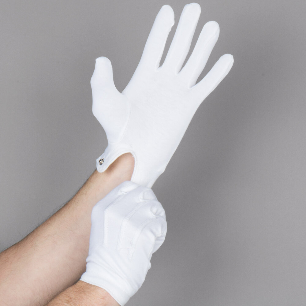 Medium White Waiter's Gloves with SnapClose Wrists