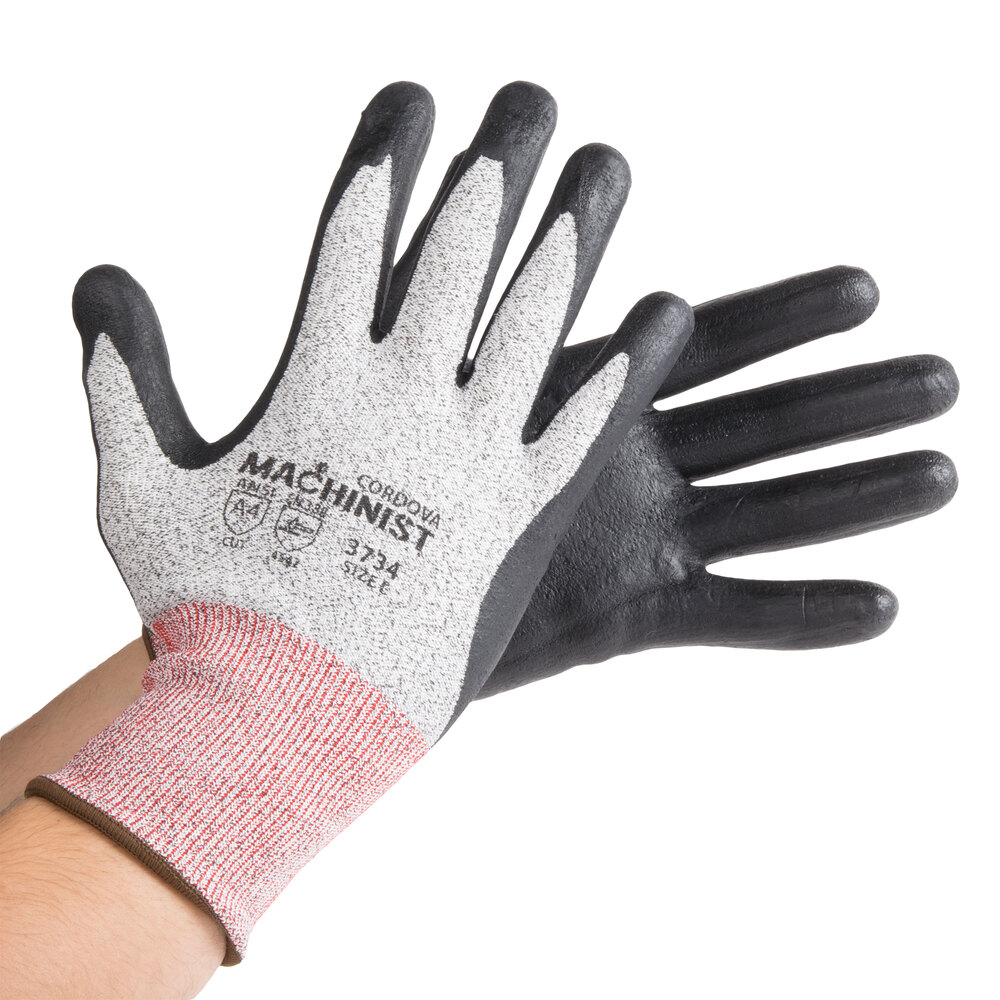 Machinist Salt and Pepper HPPE/Glass Fiber Cut Resistant Gloves with ...