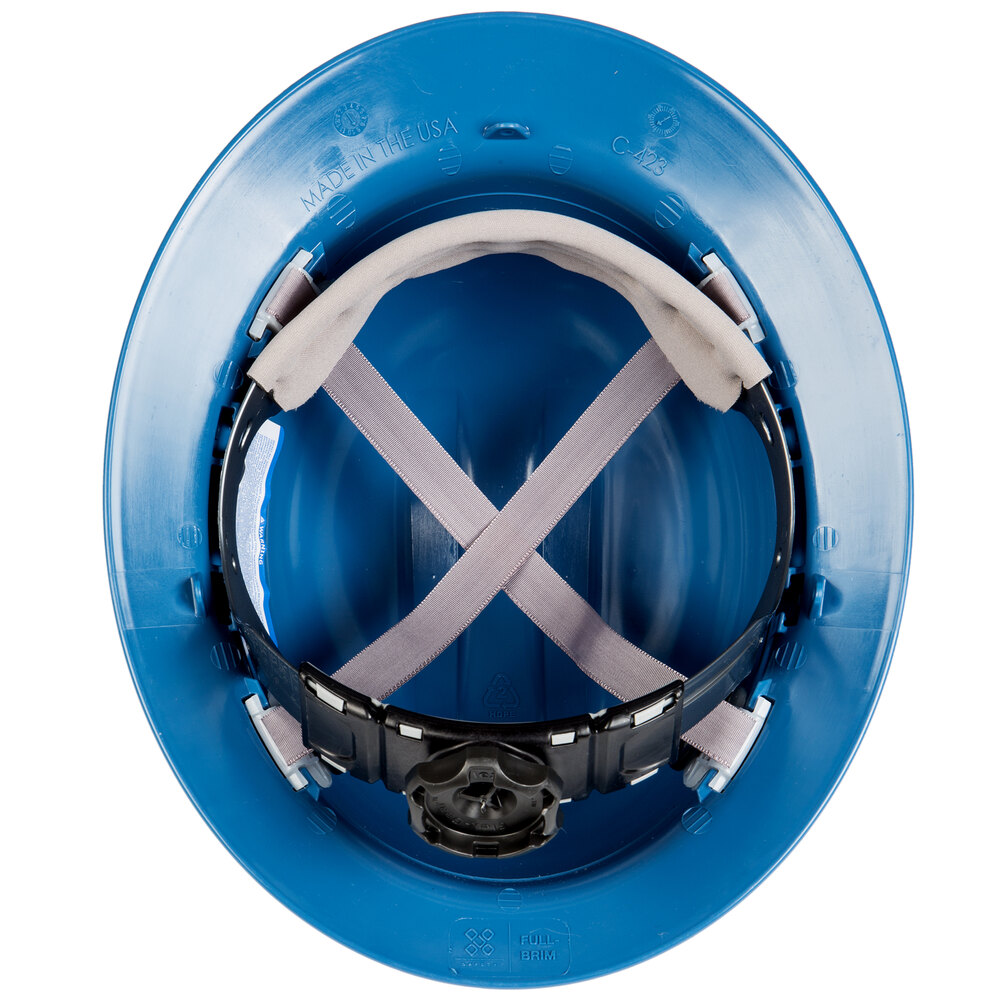 Duo Safety Blue Full-Brim Style Hard Hat with 4-Point Ratchet Suspension