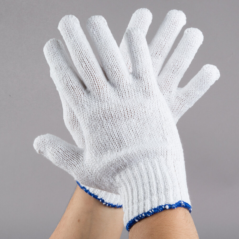 Medium Weight White Polyester / Cotton Work Gloves - Medium - Pair - 12