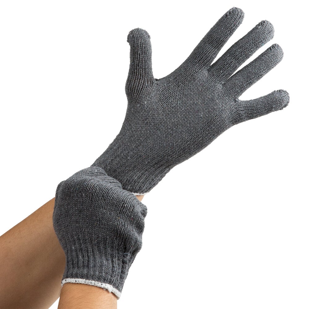 Heavy Weight Gray Polyester / Cotton Work Gloves Large Pair 12/Pack
